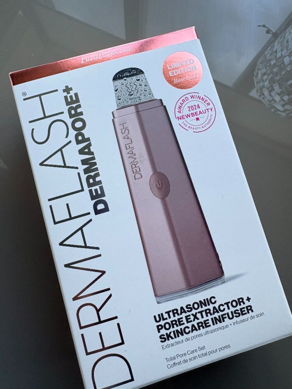 DERMAFLASH DERMAPORE+ Ultrasonic Pore Extractor & Serum Infuser Rose Gold (NIB)